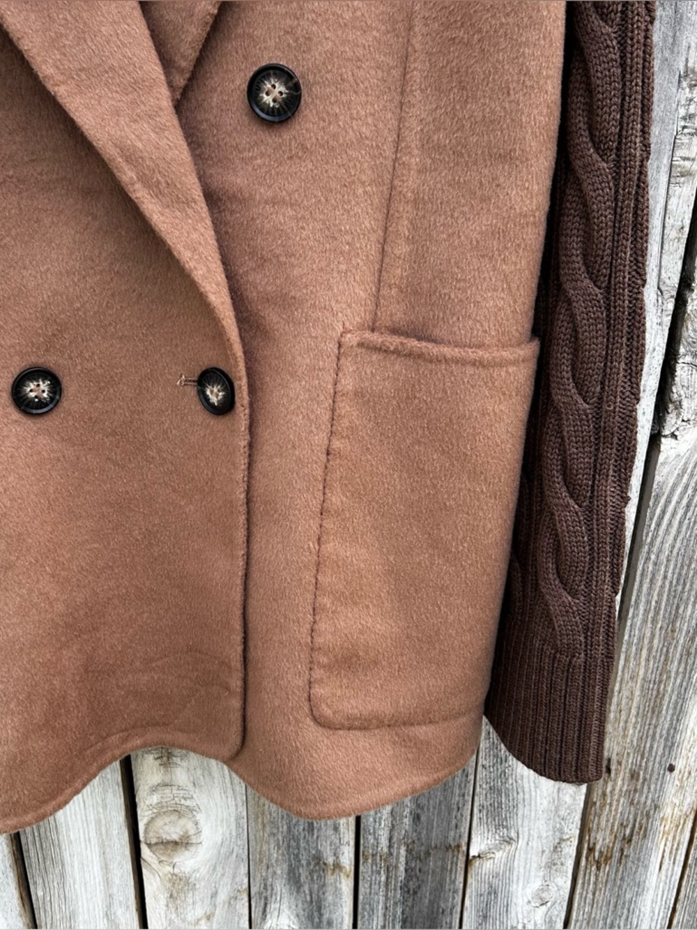 NWT Hunter Double Breasted Wool Blend Sweater Jacket Camel Tan Brown L - Picture 8 of 16